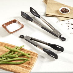 9"  Squared Head Silicone Tongs