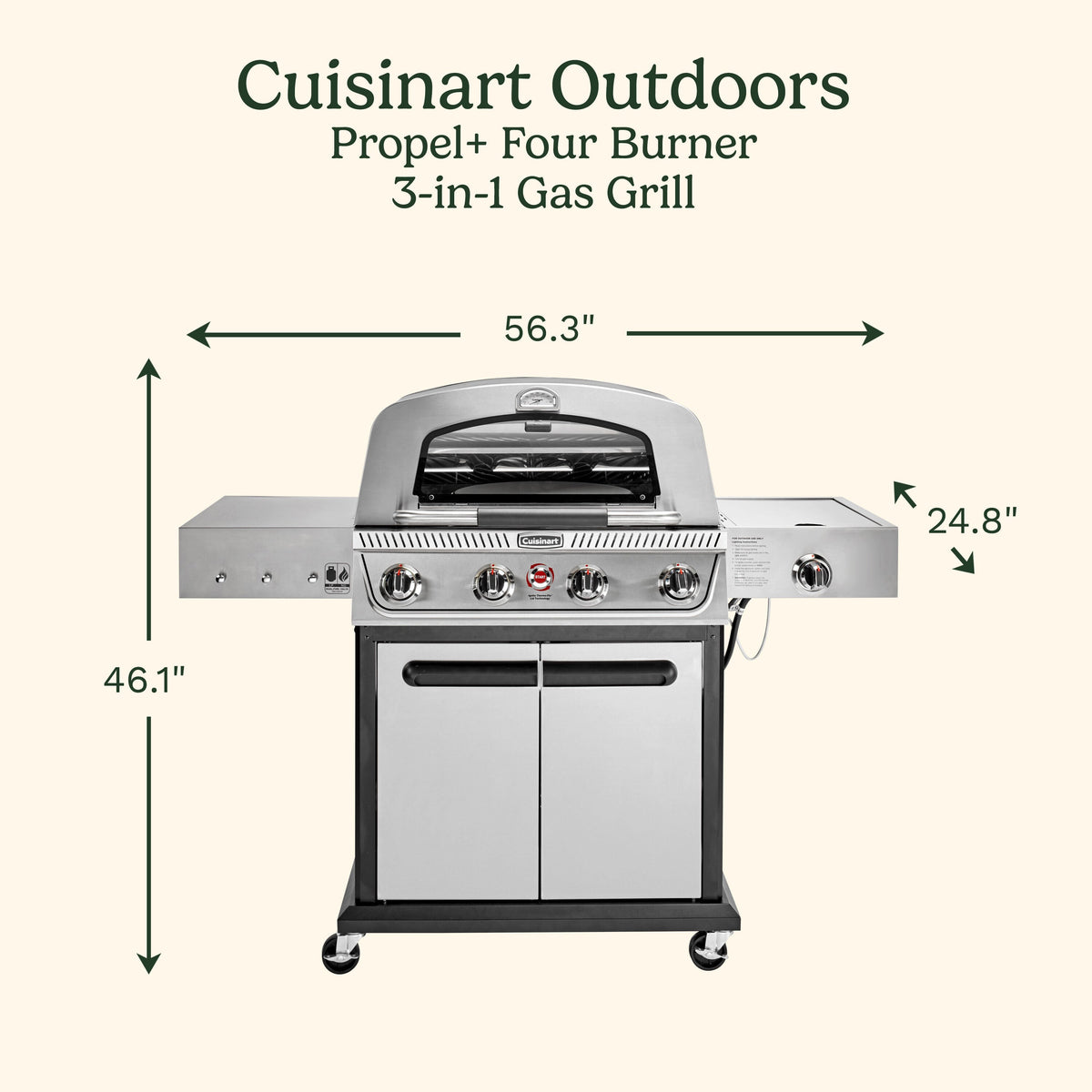 Propel+ Four Burner 3-in-1 Gas Grill (Grill, Griddle, Pizza Oven)